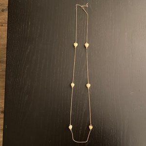 Long Necklace with Pink Pendants in Gold